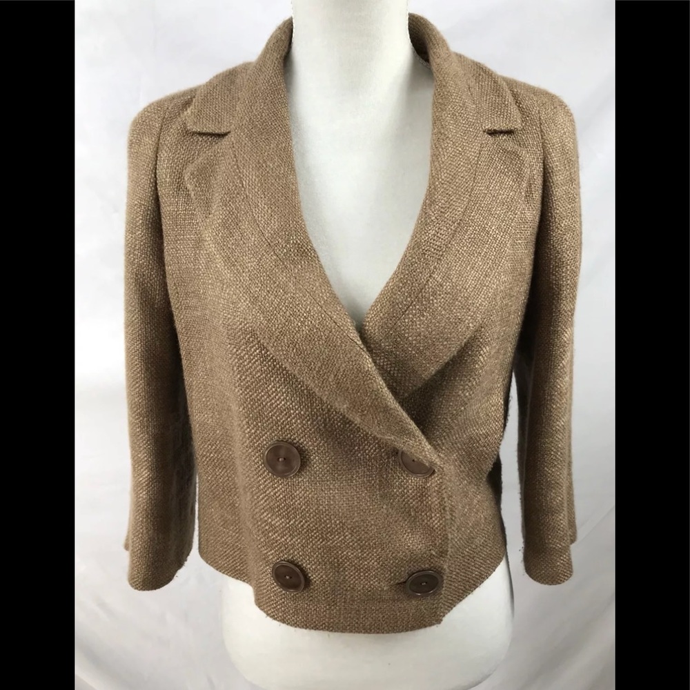 Talbots Tweed Woven Double Breasted Blazer Size 6P